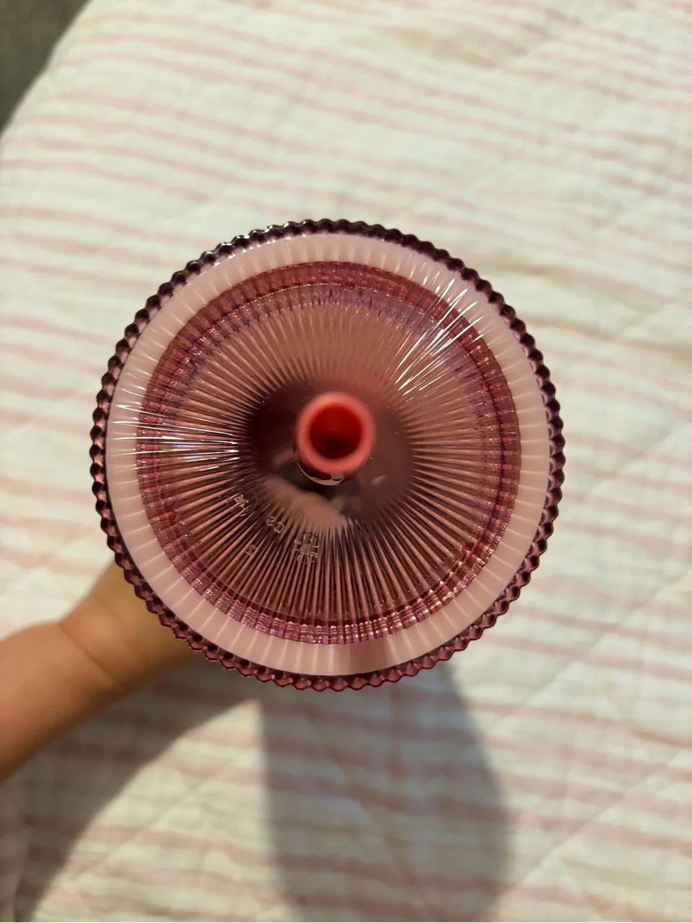 NWT🍓Starbucks Pink Ribbed Tumbler with Strawberry Lid Topper